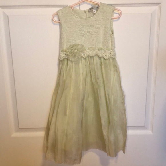 Light Green Knitted/Silk Toddler Dress - Picture 1 of 6
